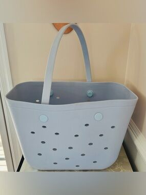 Large Perforated EVA Beach Tote Bag - Waterproof Sandproof Rubber Tote